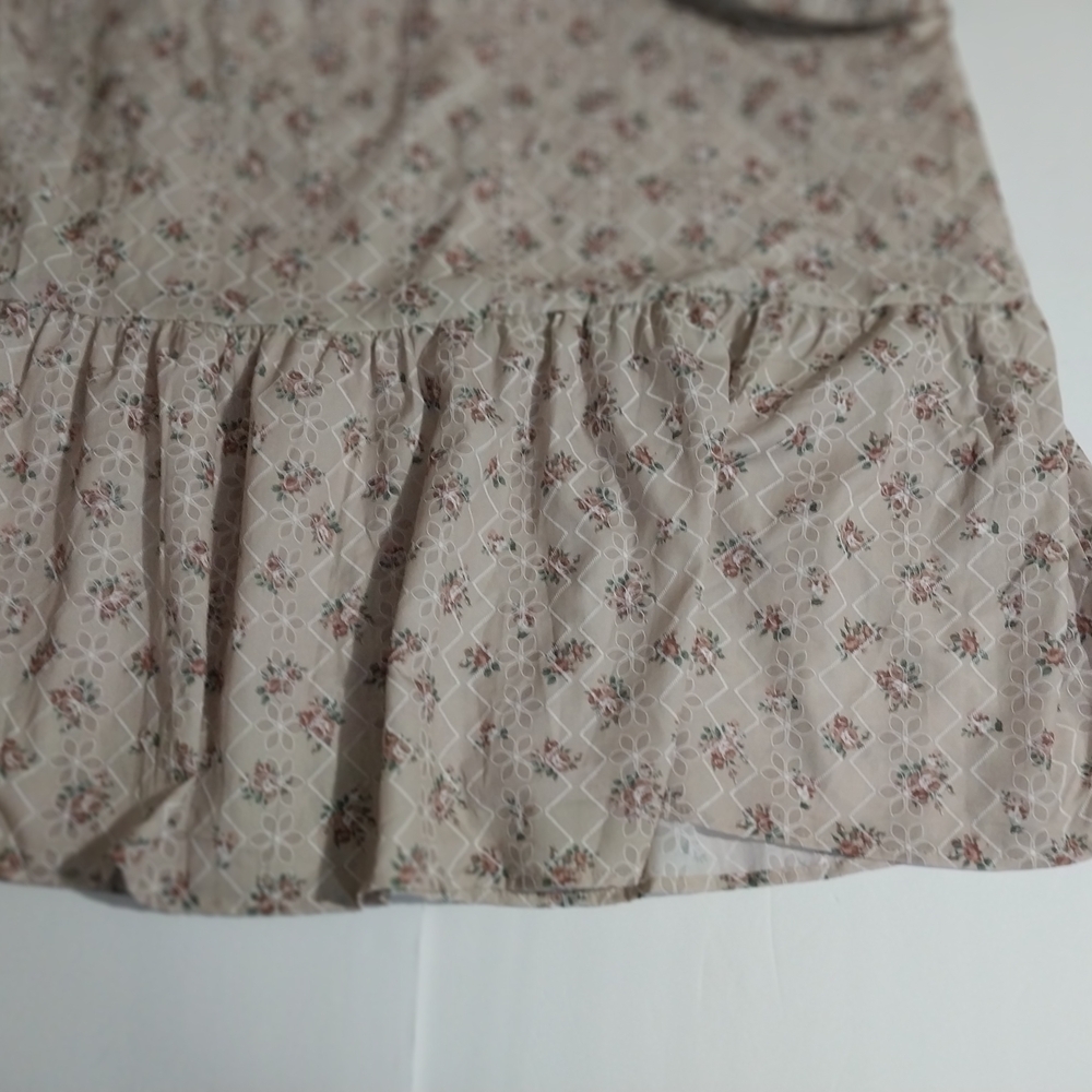 Altar D State Floral Maxi Dress Beige Ruffle Sleeve Cottagecore Prairie Dress - Picture 8 of 14